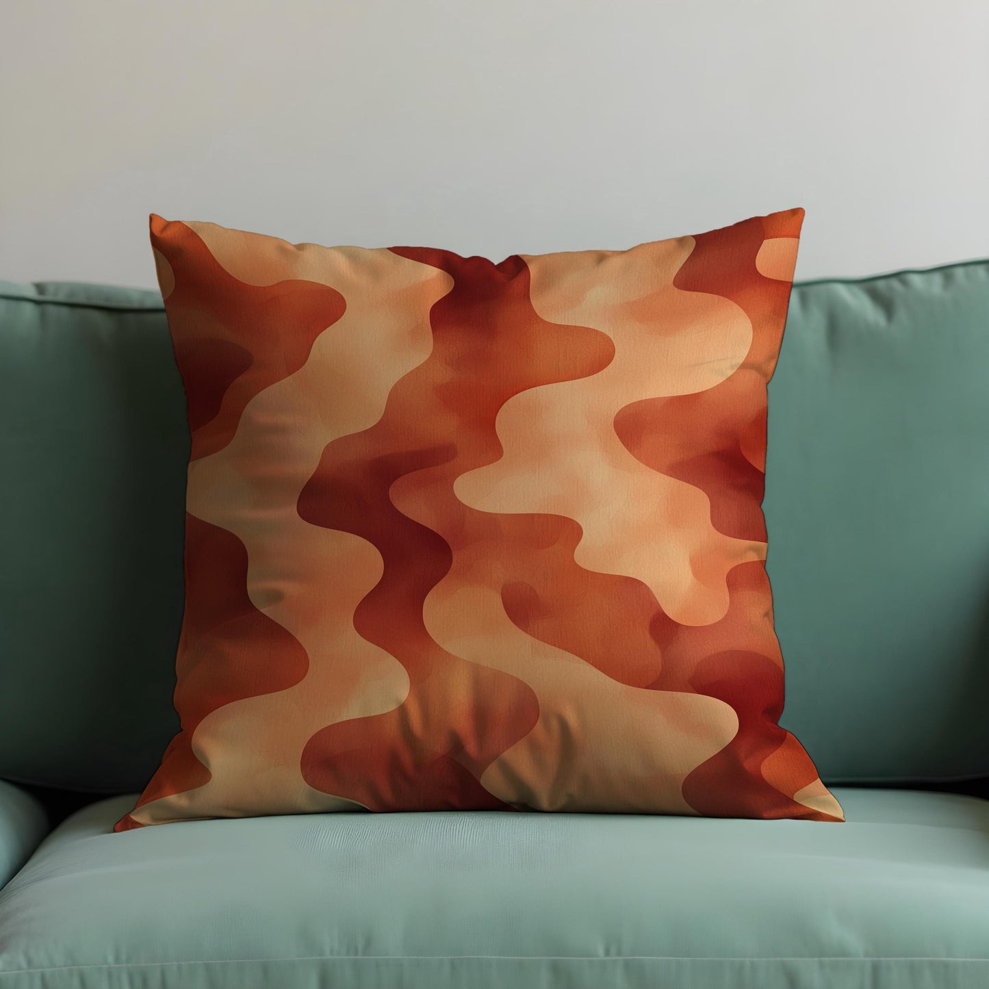 Wavy Retro Throw Pillow Cover, Abstract Earth Tone Cushion Cover
