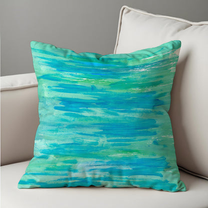 Turquoise Abstract Cushion Cover, Modern Brush Throw Pillow Case