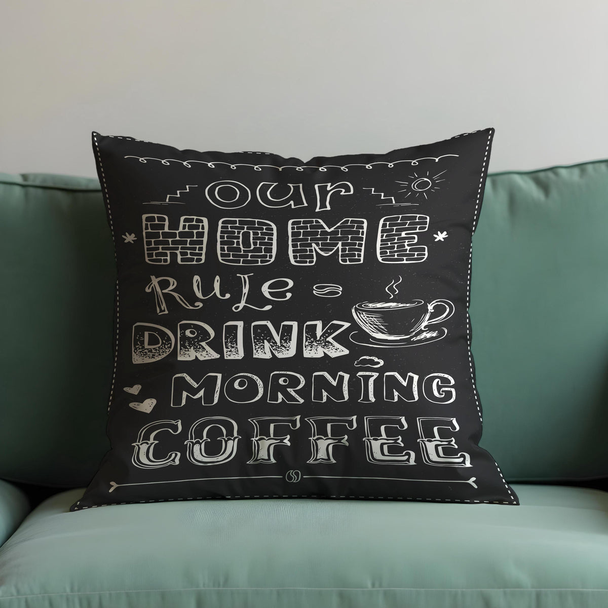 Coffee Quote Cushion Cover, Chalkboard Throw Pillow Case