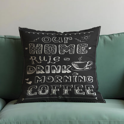 Coffee Quote Cushion Cover, Chalkboard Throw Pillow Case