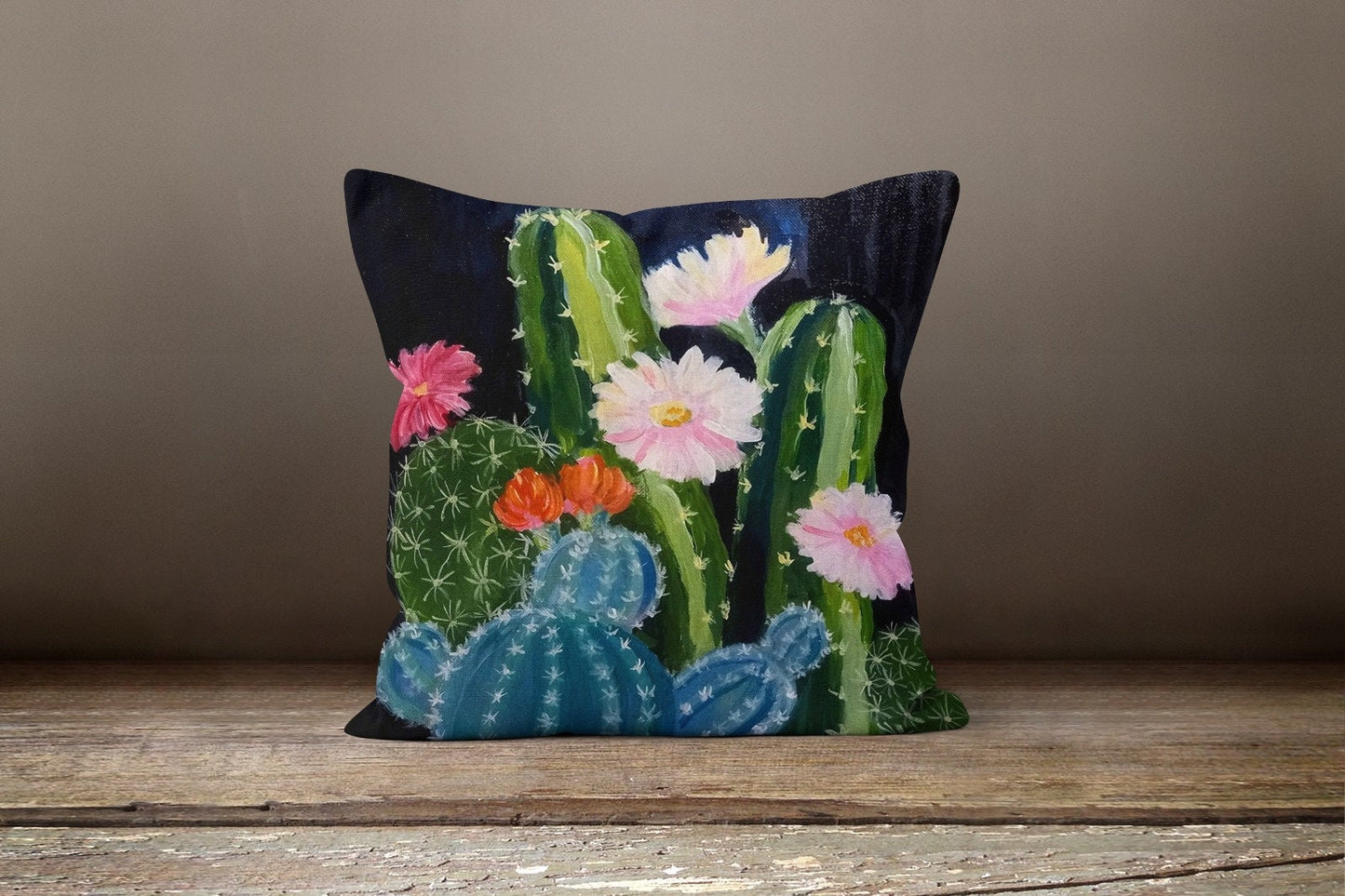 Green Cactus Succulent Plant Botanical Cushion Cover