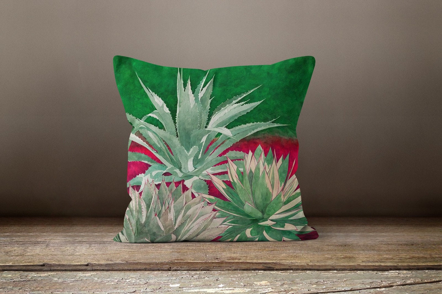 Green Cactus Succulent Plant Botanical Cushion Cover