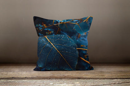 Navy Blue Modern Floral Cushion Cover