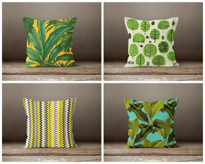 Green Botanical Exotic Flower Cushion Cover