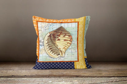 Beach House Decor Nautical Crab Cushion Cover