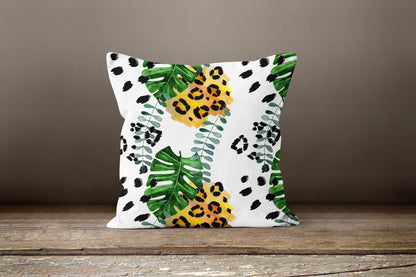 Multicolour Exotic Flower Green Leaves Cushion Cover