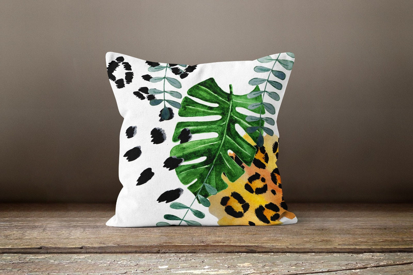 Multicolour Exotic Flower Green Leaves Cushion Cover