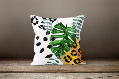 Multicolour Exotic Flower Green Leaves Cushion Cover