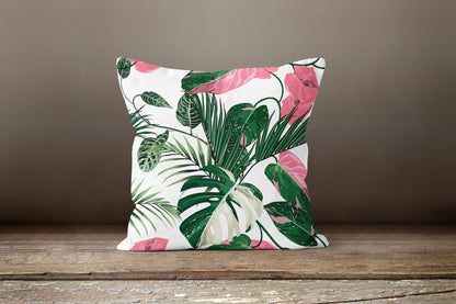 Multicolour Exotic Flower Green Leaves Cushion Cover