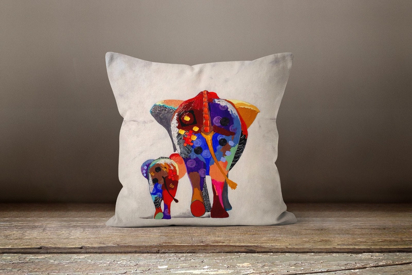 Red Flower Elephant Cushion Cover
