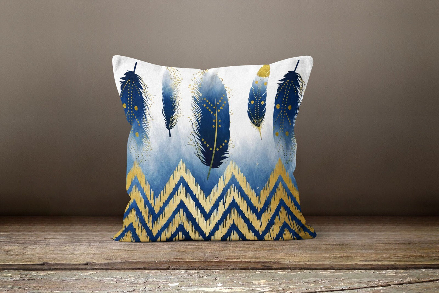 Navy Blue Modern Floral Cushion Cover