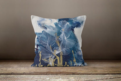 Navy Blue Modern Floral Cushion Cover