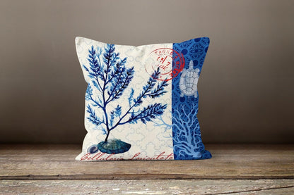 Beach House Decor Nautical Crab Cushion Cover