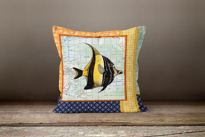 Beach House Decor Nautical Crab Cushion Cover