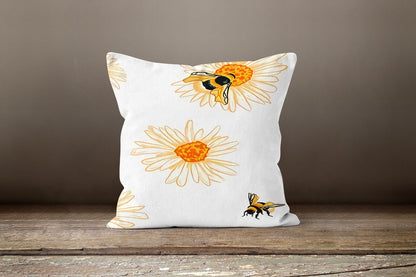 Yellow and Black Bee Throw Cushion Cover