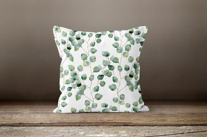 Eucalyptus Aromatic Leaves Green Flower Cushion Cover