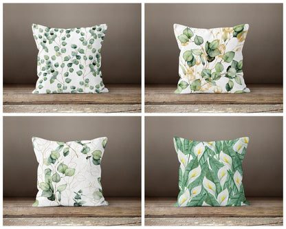 Eucalyptus Aromatic Leaves Green Flower Cushion Cover