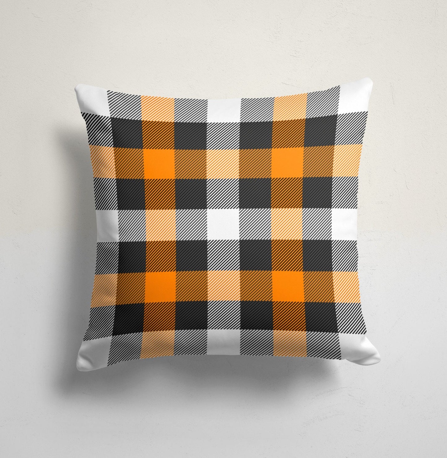 Plaid Orange and Black Cushion Case, Polka Dot, Chevron Decor