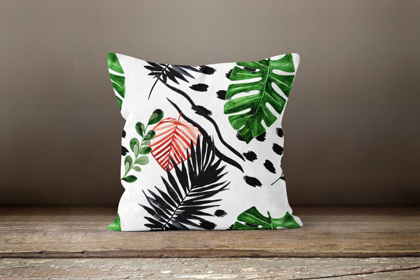 Multicolour Exotic Flower Green Leaves Cushion Cover