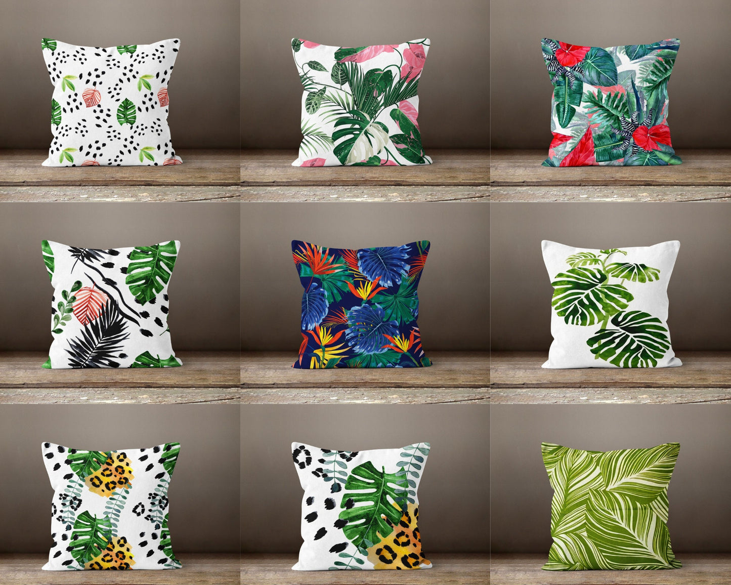 Multicolour Exotic Flower Green Leaves Cushion Cover