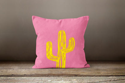 Cactus Cushion Cover Green and Pink Botanical Cushion Case