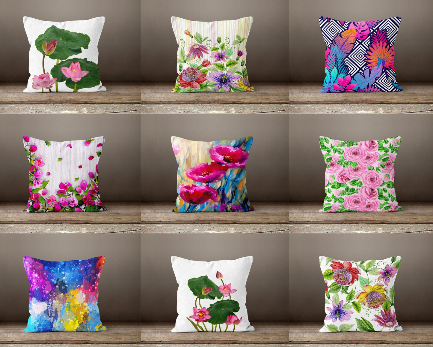 Colorful Exotic Decorative Flower Cushion Cover