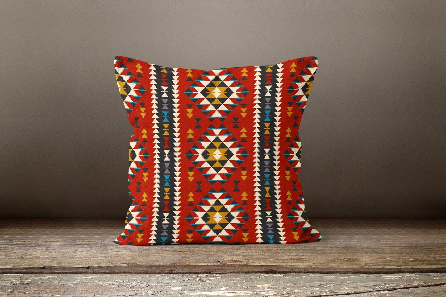 Ethnic Farmhouse Kilim Rug Pattern Printed Cushion Cover