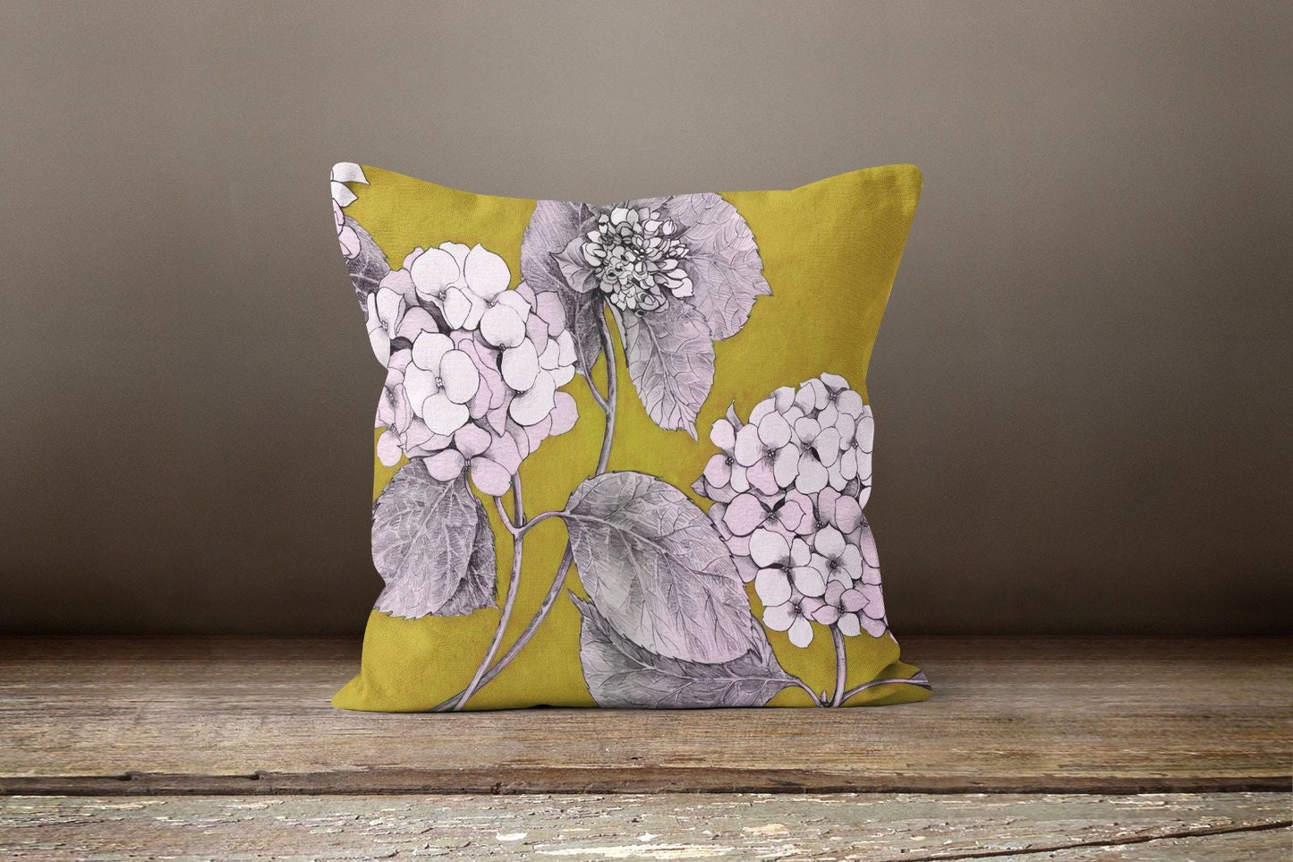Grey Yellow Floral Farmhouse Summer Trend Cushion Cover