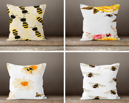 Yellow and Black Bee Throw Cushion Cover
