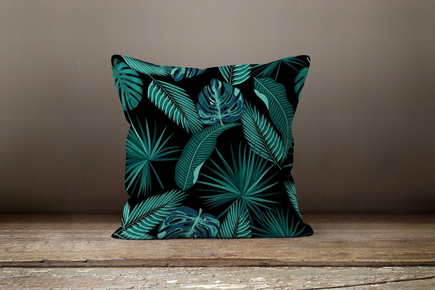 Tropical Exotic Black Monstera Flower Cushion Cover