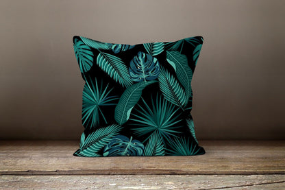 Tropical Exotic Black Monstera Flower Cushion Cover
