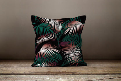 Tropical Exotic Black Monstera Flower Cushion Cover