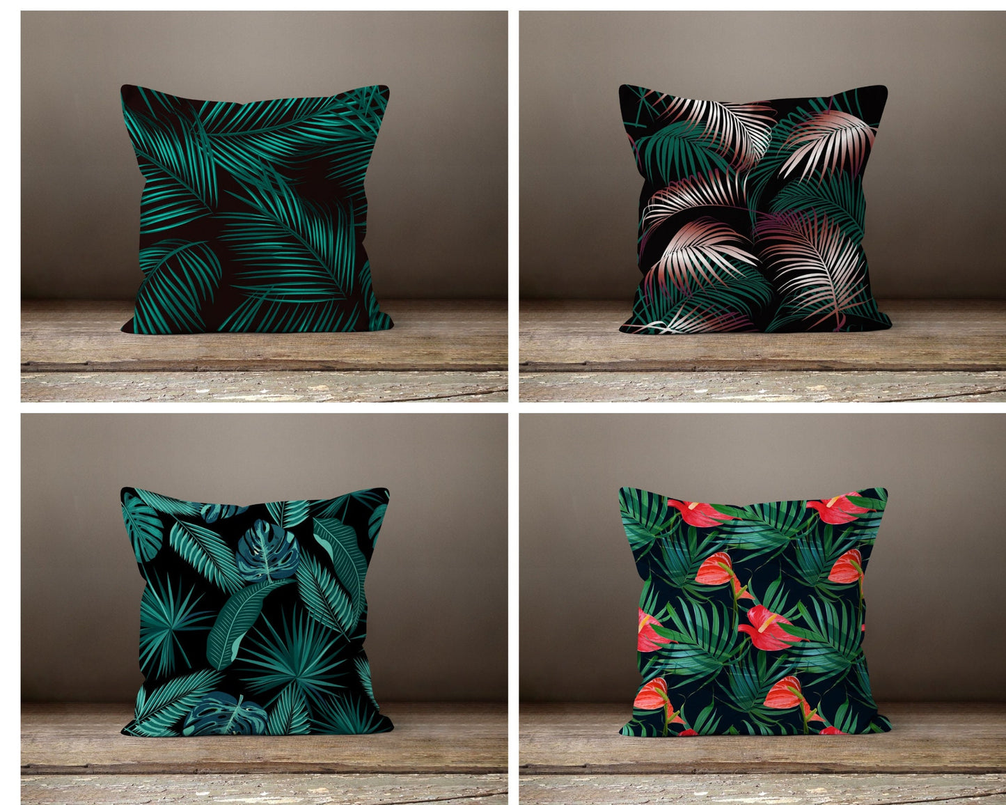 Tropical Exotic Black Monstera Flower Cushion Cover