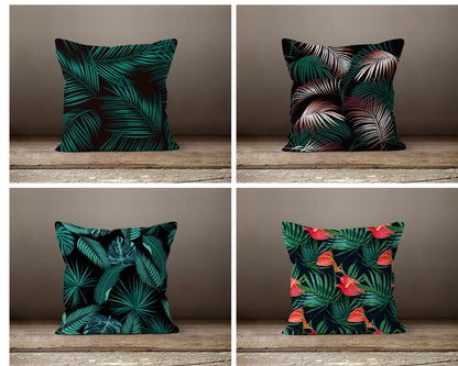 Tropical Exotic Black Monstera Flower Cushion Cover