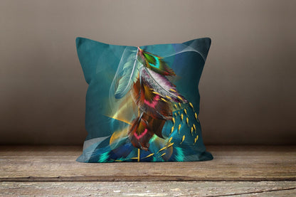Blue Green Modern Flower Cushion Cover Abstract Cushion Case