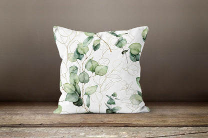 Eucalyptus Aromatic Leaves Green Flower Cushion Cover