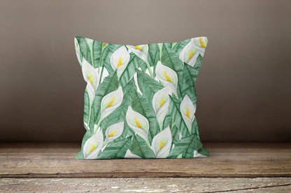 Eucalyptus Aromatic Leaves Green Flower Cushion Cover