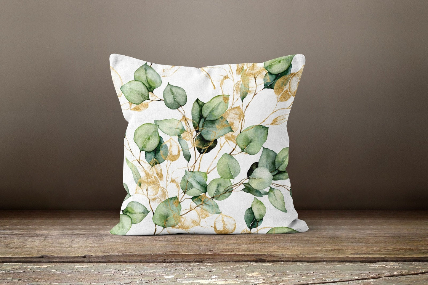 Eucalyptus Aromatic Leaves Green Flower Cushion Cover