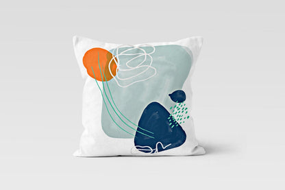 Abstract Mid Century Modern Turquoise Cushion Cover