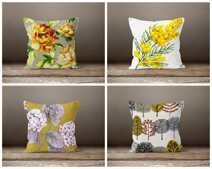 Grey Yellow Floral Farmhouse Summer Trend Cushion Cover