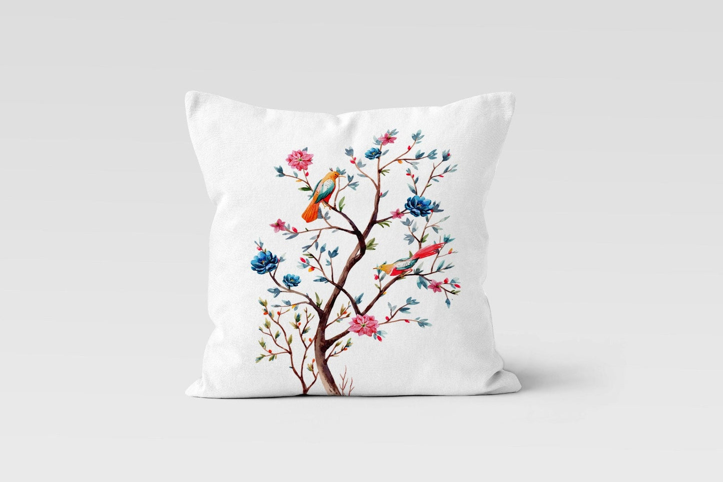 Minimalist Black Birds and Branches Cushion Cover, Elegant Art