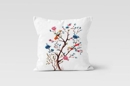 Minimalist Black Birds and Branches Cushion Cover, Elegant Art