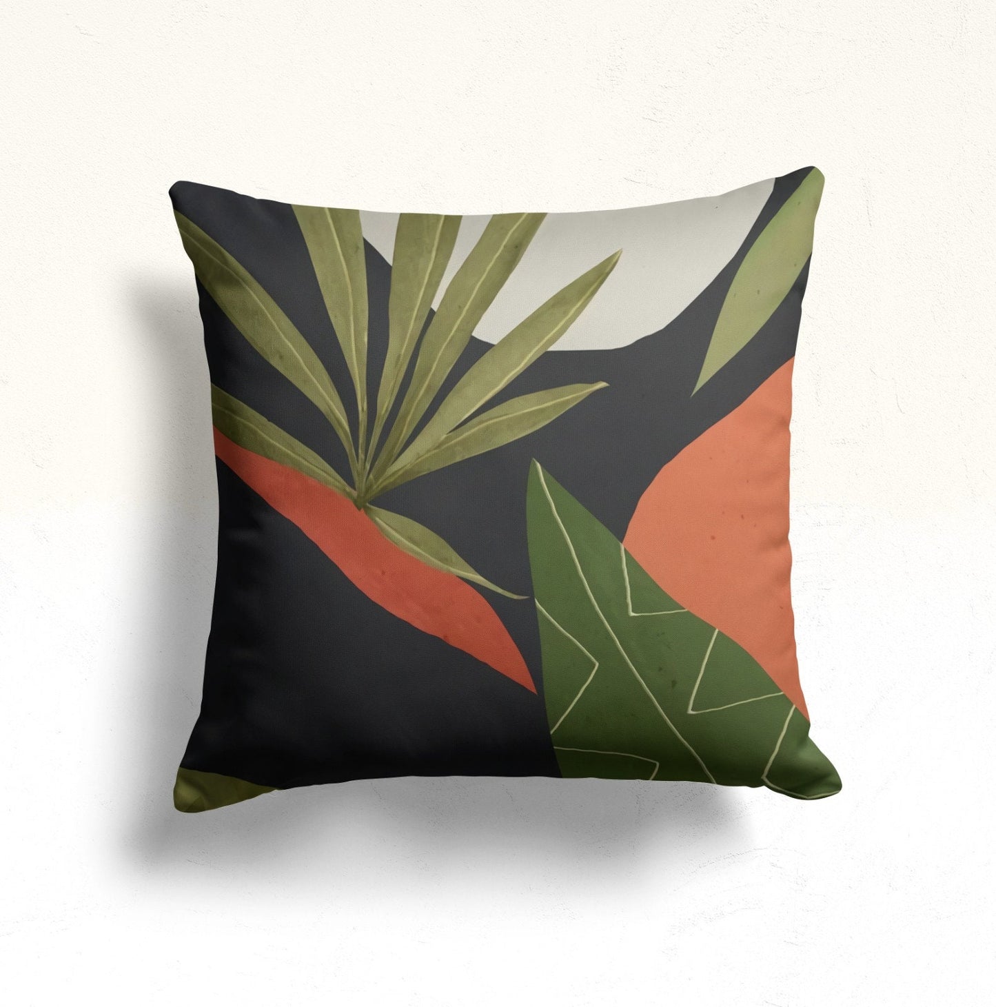 Green Plant Monstera Palm Leaf Cushion Cover