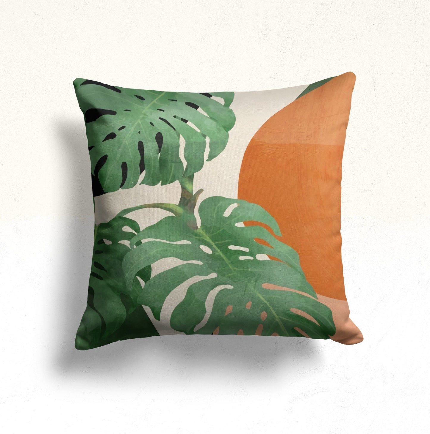 Green Plant Monstera Palm Leaf Cushion Cover