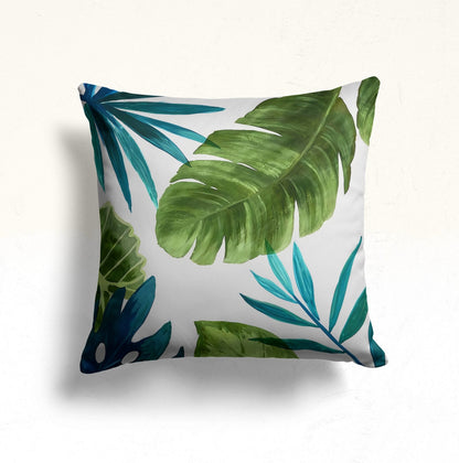 Green Plant Monstera Palm Leaf Cushion Cover