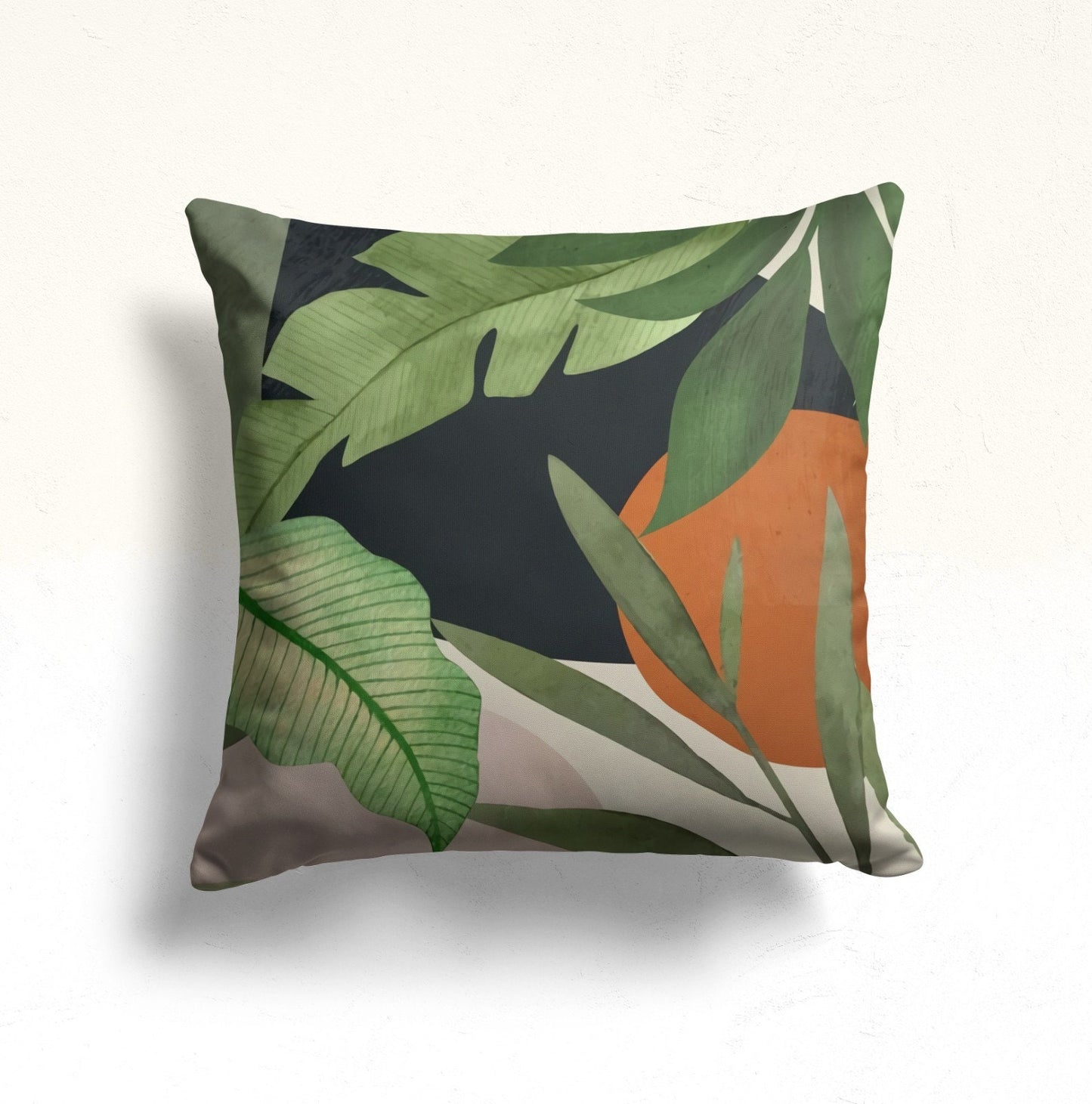Green Plant Monstera Palm Leaf Cushion Cover
