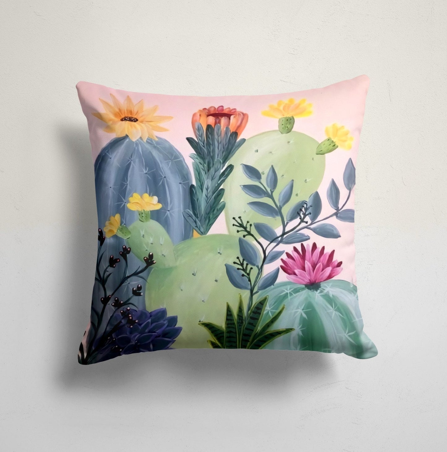 Botanical Floral Green Cactus Cushion Cover