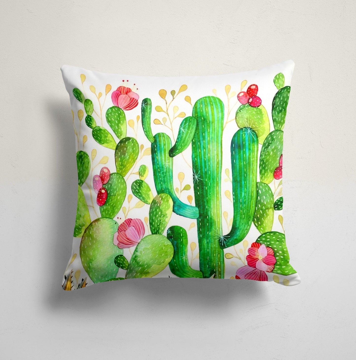 Botanical Floral Green Cactus Cushion Cover