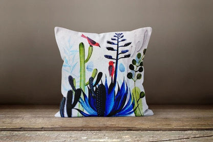 Succulent Green Pink Botanical Floral Cactus Cushion Cover