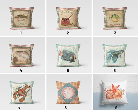 Marine Sailing Boat Sea Animals Cushion Cover